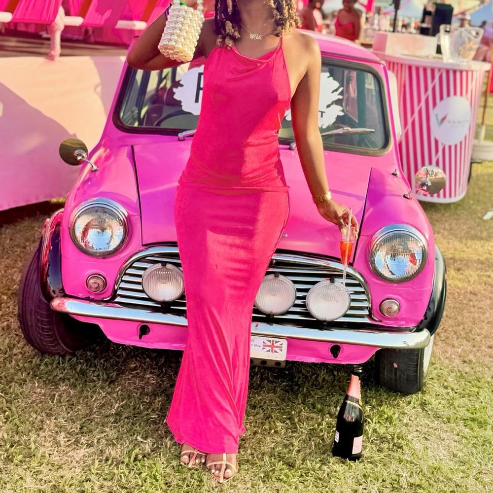 Plunge Back Halter Maxi Dress